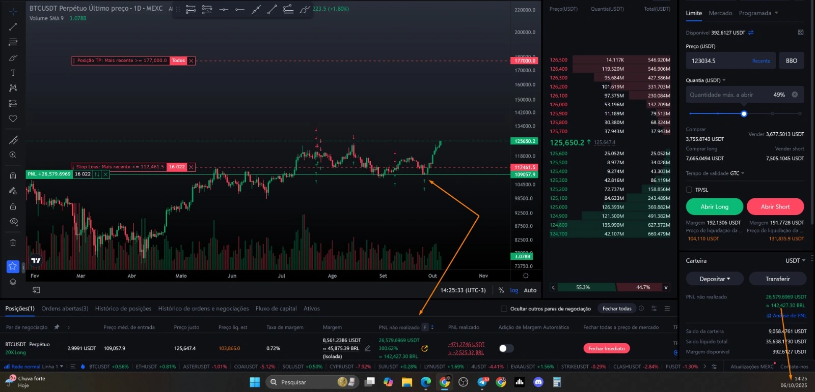 Print de trade em BTC